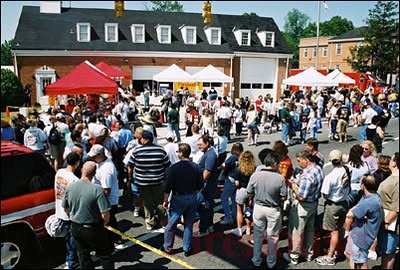 The crowd outside the Hyattsville firehouse at Emergency! Fest