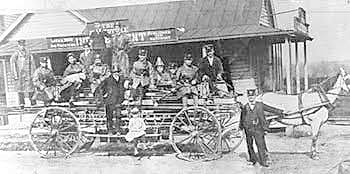 An early Hyattsville crew with hand- and horse-drawn apparatus, 1800s