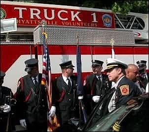The Hyattsville honor guard in front of Truck 1