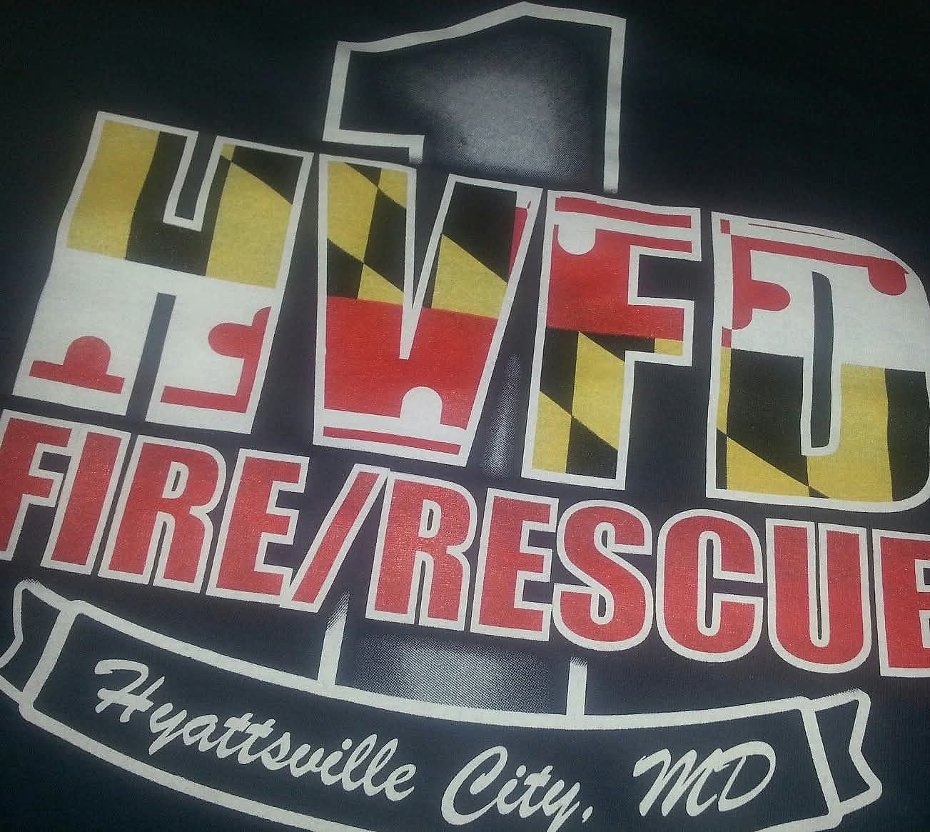 Hyattsville VFD Fire/Rescue logo in Maryland flag colors