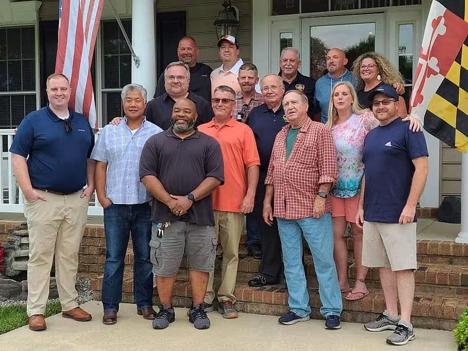 HVFD friends gathered on the front steps at a reunion