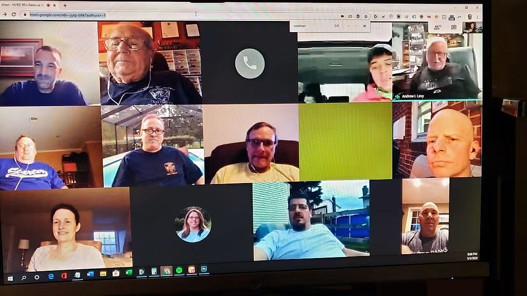 HVFD members on a group video call when COVID made in-person gatherings impossible