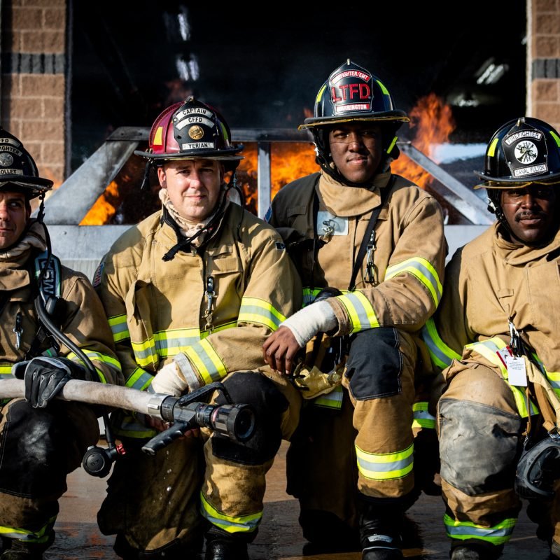 A fire crew after a training burn