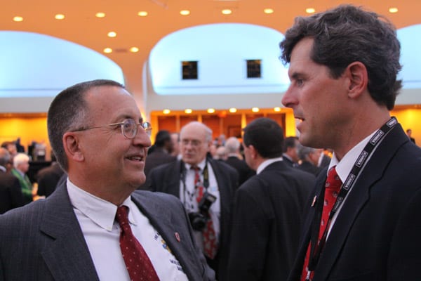 Dave Iannone in conversation with a colleague at an industry conference